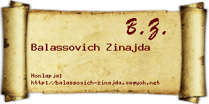 Balassovich Zinajda névjegykártya